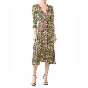 Saloni Tiger Print Silk Dress. US Size 8. Pre Owned Excellent Cond. MSRP $695